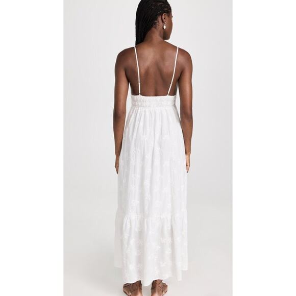 TROVATA Birds of Paradis M Medium White Embroidered Tiered Maxi Dress Mirabella - Picture 11 of 12